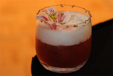 Catarina, vodka con decoración de flor de astromelia fifu