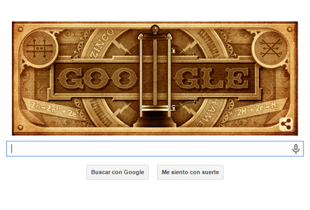Alessandro Volta enciende el doodle de Google fifu