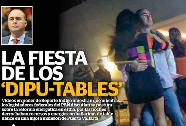 Panistas celebran fiesta con bailarinas de table dance fifu
