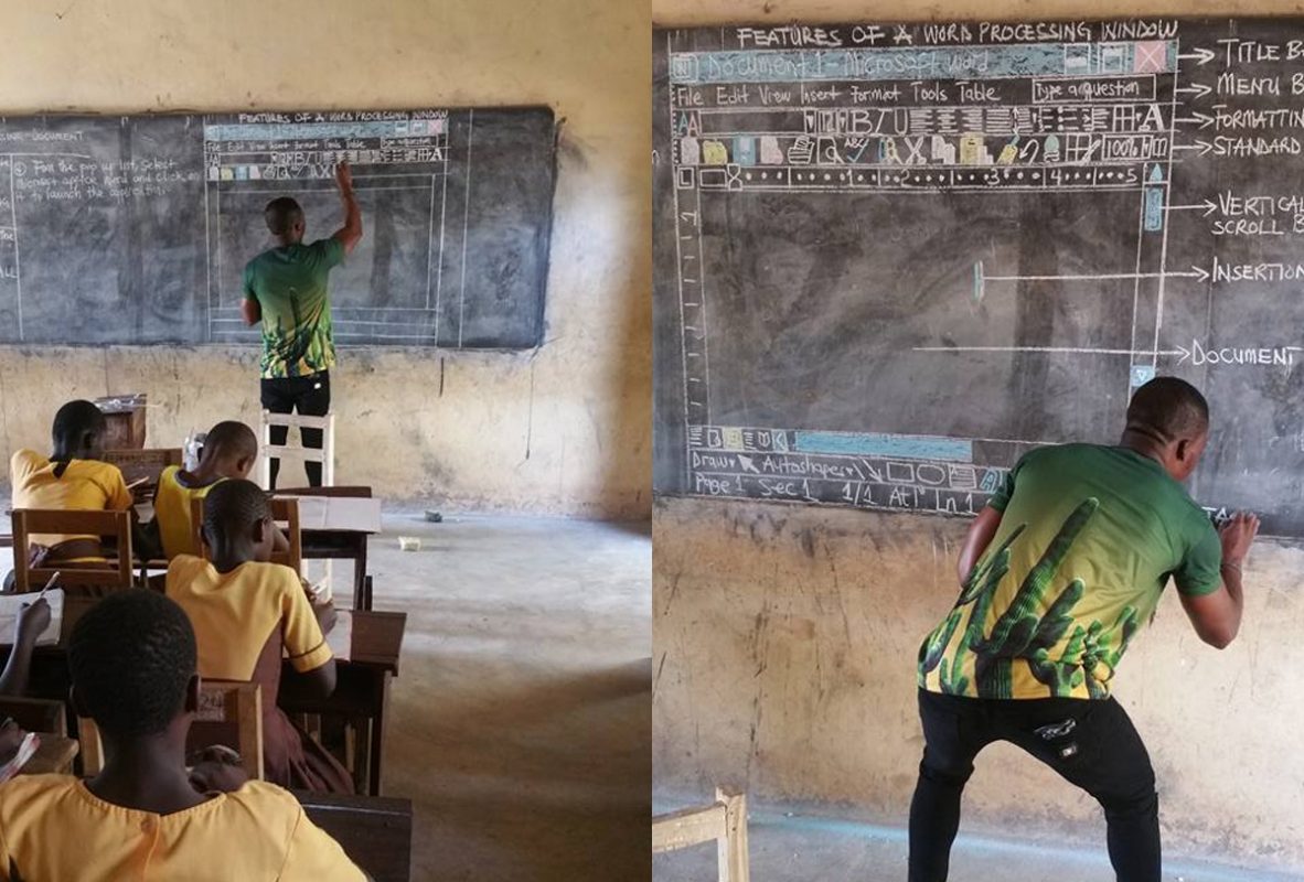 El maestro que enseña computación en África con un pizarrón y un gis