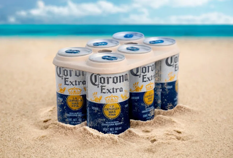 Corona le dice adiós al plástico en su six pack de cerveza