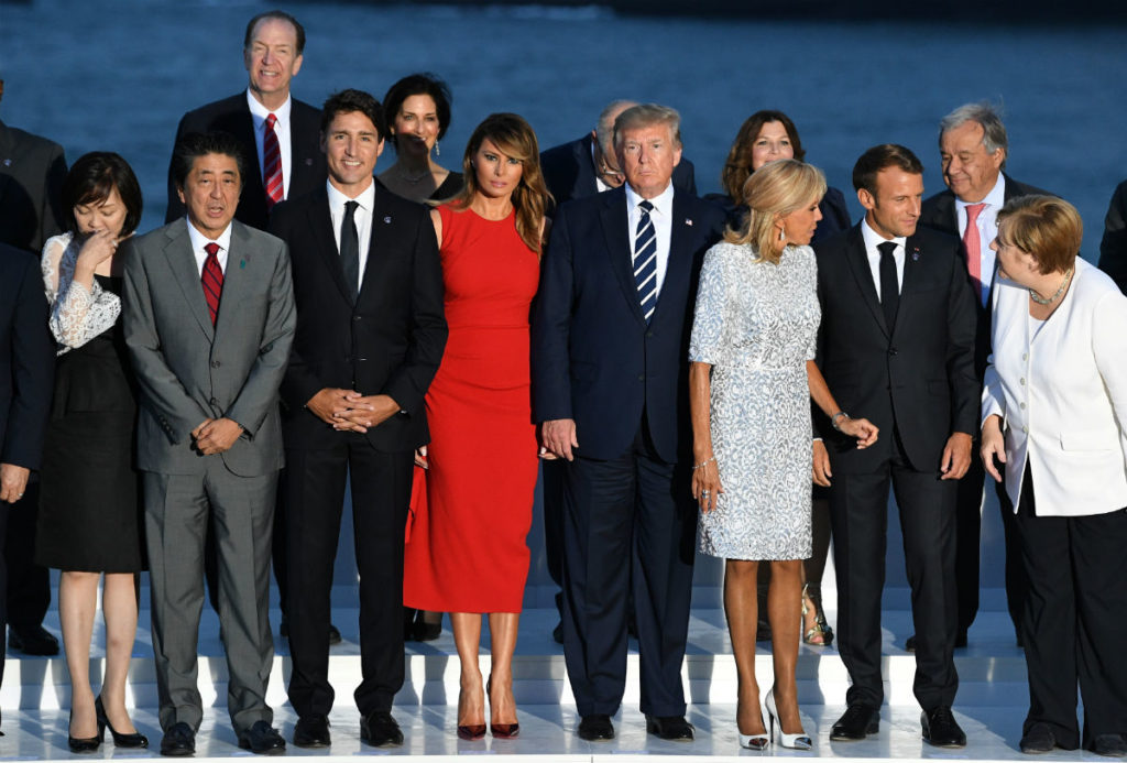 El beso de Melania Trump y Justin Trudeau en el G7